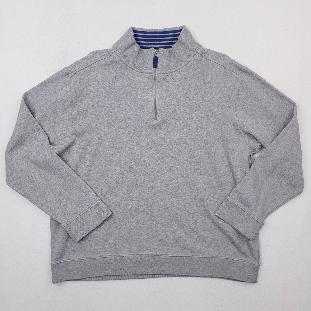 Southern Tide Sweater Mens Extra Large Gray Skipjack Quarter Zip Pullover Mock